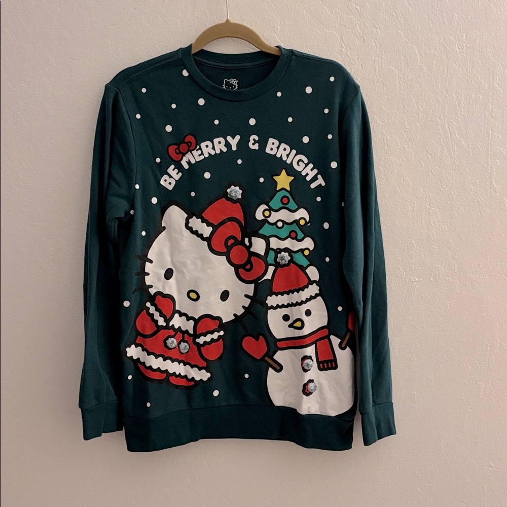🎄 Hello Kitty Christmas Sweatshirt “BE MERRY & BRIGHT” - Men’s Medium 🎄